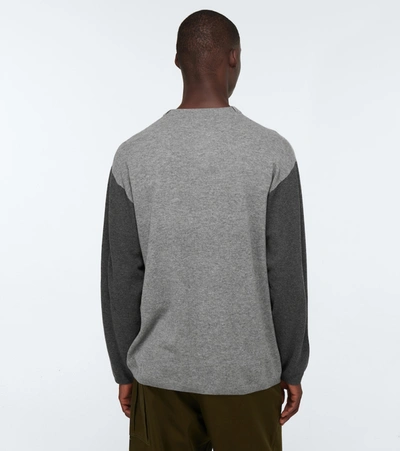 Shop Loewe Colorblocked Crewneck Sweater In Grey