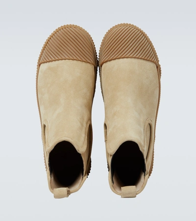 Shop Loewe Suede Chelsea Boots In Beige