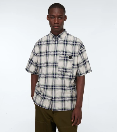 Shop Loewe Short-sleeved Patchwork Shirt In White