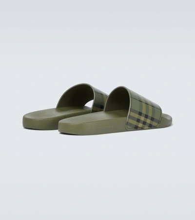 Shop Burberry Furley Vintage Checked Slides In Green