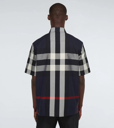 Shop Burberry Thames Checked Shirt In Blue