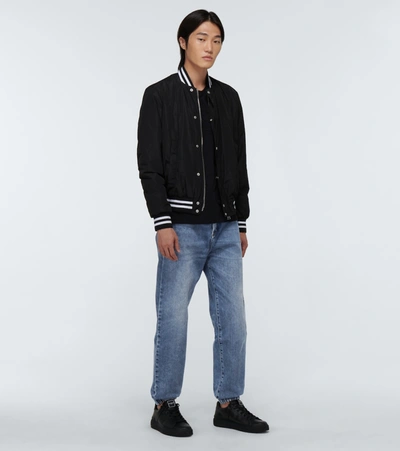 Shop Balmain Nylon Bomber Jacket In Black