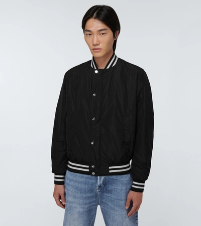 Shop Balmain Nylon Bomber Jacket In Black