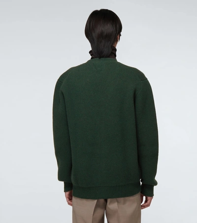 Shop Bottega Veneta Double-faced Shetland Cardigan In Green