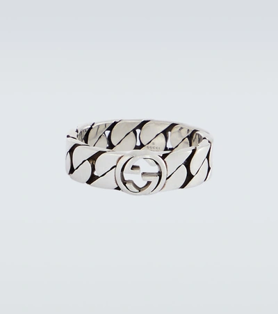 Shop Gucci Interlocking G Ring In Silver