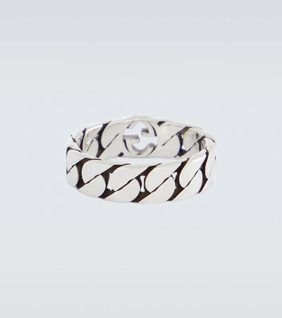 Shop Gucci Interlocking G Ring In Silver