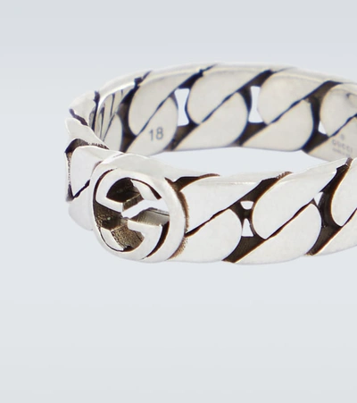 Shop Gucci Interlocking G Ring In Silver