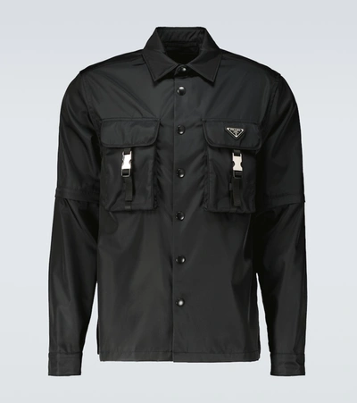 Shop Prada Re-nylon Shirt In Black