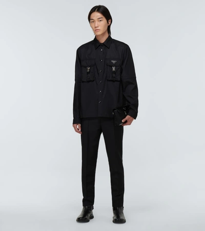 Prada Pockets-detail Re-nylon Shirt In Black