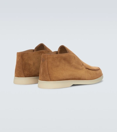 Shop Loro Piana Open Walk Suede Ankle Boots In Brown