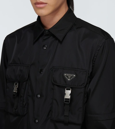 Prada Pockets-detail Re-nylon Shirt In Black