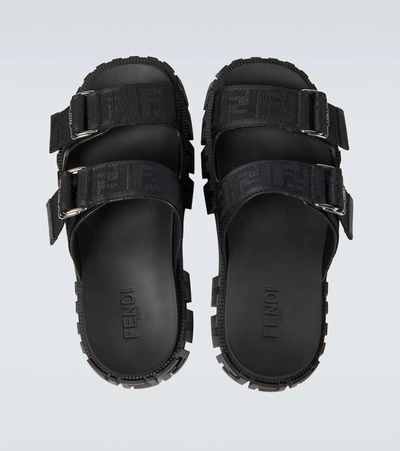 Shop Fendi Ff Printed Sandals In Black