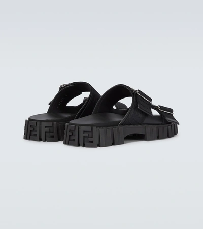 Shop Fendi Ff Printed Sandals In Black