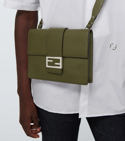 Shop Fendi Flat Baguette Bag In Green