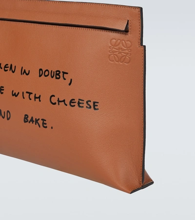 Shop Loewe T Words Pouch In Brown