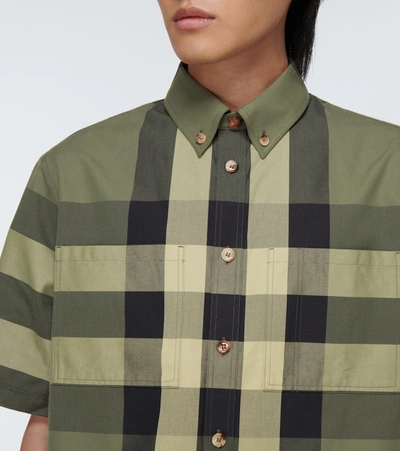 Shop Burberry Travis Overshirt In Green