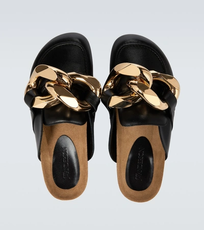 Jw Anderson Chain-detail Leather Mules In Black