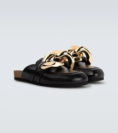 Jw Anderson Chain-detail Leather Mules In Black