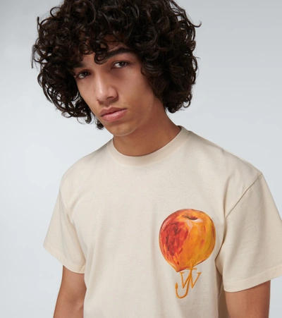 Shop Jw Anderson Peach Printed Logo T-shirt In Neutrals