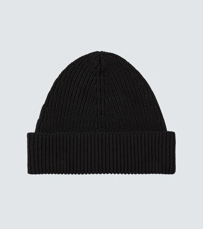 Shop Maison Margiela Cotton And Wool-blend Beanie In Black