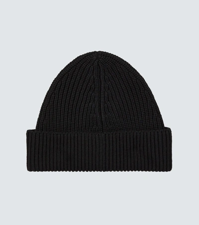 Shop Maison Margiela Cotton And Wool-blend Beanie In Black