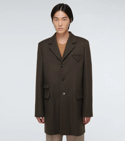 Shop Bottega Veneta Single-breasted Wool Coat In Brown