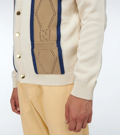 Shop Gucci Gg Perforated Cotton Cardigan In White