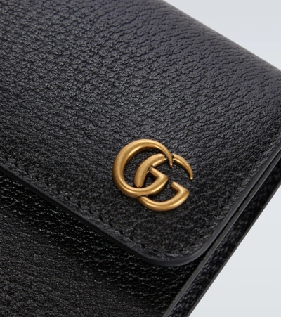 Shop Gucci Gg Marmont Leather Messenger Bag In Black