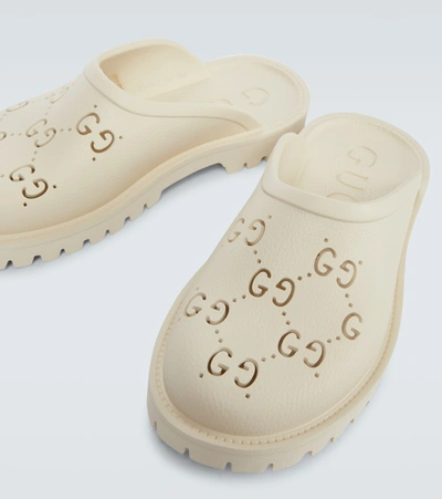 Shop Gucci Gg Rubber Mules In White