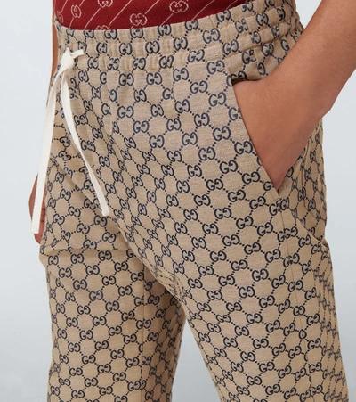 Shop Gucci Gg Cotton-blend Pants In Beige