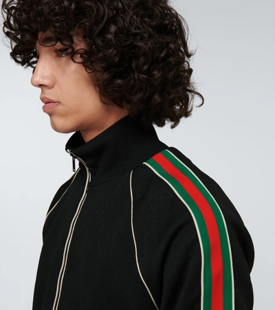 Shop Gucci Gg Jacquard Zipped Jacket In Black