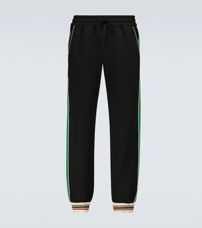 Gucci Web-stripe Gg-jacquard Jersey Track Pants In Schwarz | ModeSens