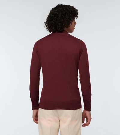 Shop John Smedley Cotswold Long-sleeved Polo Shirt In Red