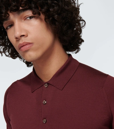 Shop John Smedley Cotswold Long-sleeved Polo Shirt In Red