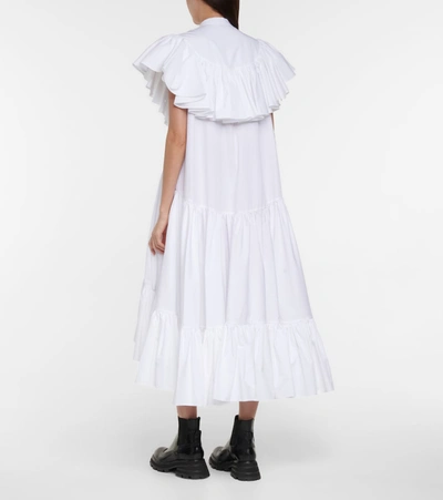 Shop Alexander Mcqueen Ruffled Cotton Poplin Shirt Dress In White