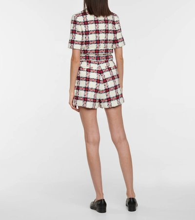 Shop Gucci Checked Tweed Shorts In Red