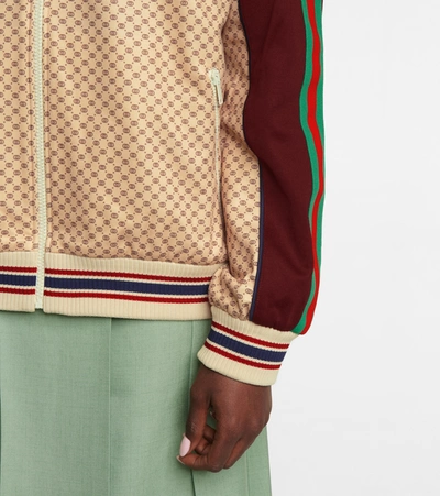 Gucci Beige And Bordeaux Jacket In Jersey With Gg Logo Print In Red