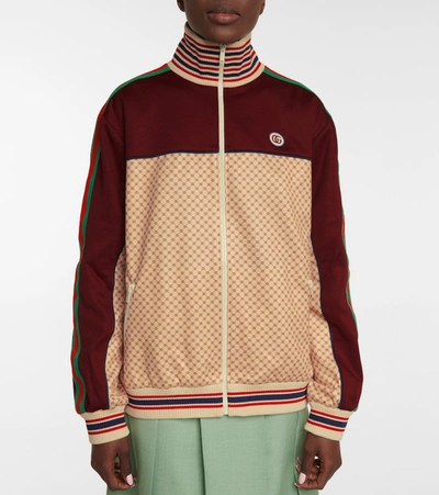 Shop Gucci Interlocking G Cotton-blend Track Jacket In Red