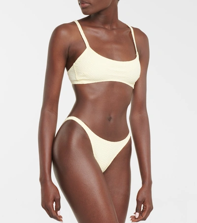 Shop Lisa Marie Fernandez Kk Seersucker Bikini In Yellow