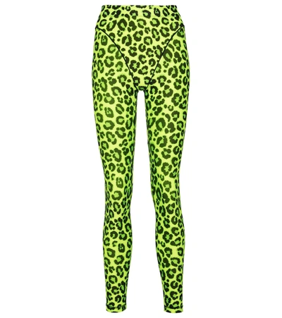 Shop Adam Selman Sport Leopard-print Leggings In Yellow