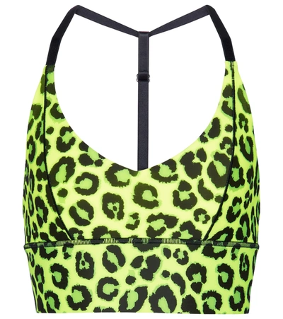 Shop Adam Selman Sport Leopard-print Triangle Sports Bra In Yellow