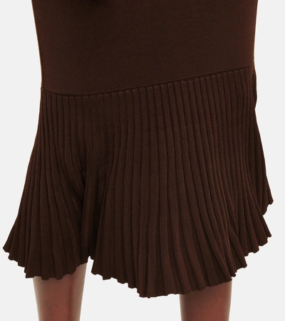 Shop Galvan Atalanta Ribbed-knit Midi Dress In Brown