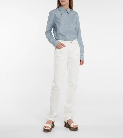 Shop Gabriela Hearst Charles Mid-rise Straight Jeans In White