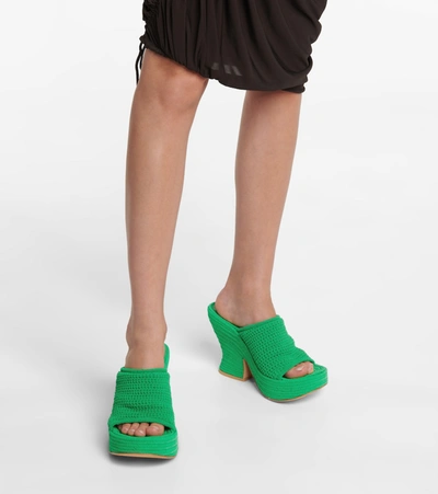 Shop Bottega Veneta Wedge Knit Platform Sandals In Green