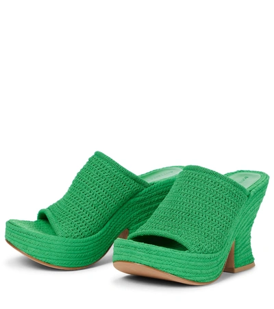 Shop Bottega Veneta Wedge Knit Platform Sandals In Green