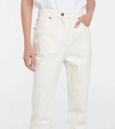 Shop Fendi High-rise Slim Jeans In White