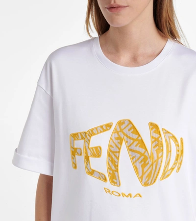 Shop Fendi Logo Cotton Jersey T-shirt In White