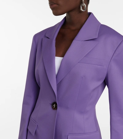 Shop Attico Stretch-wool Gabardine Blazer In Purple