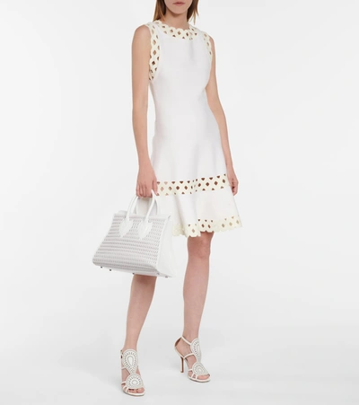 Alaïa Edition 2005 Laser-cut Wool-blend Minidress In Blanc