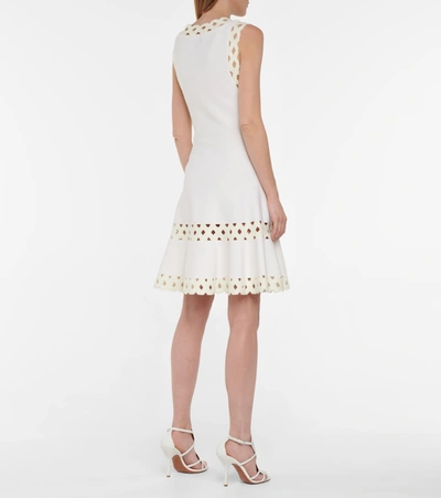 Alaïa Edition 2005 Laser-cut Wool-blend Minidress In Blanc